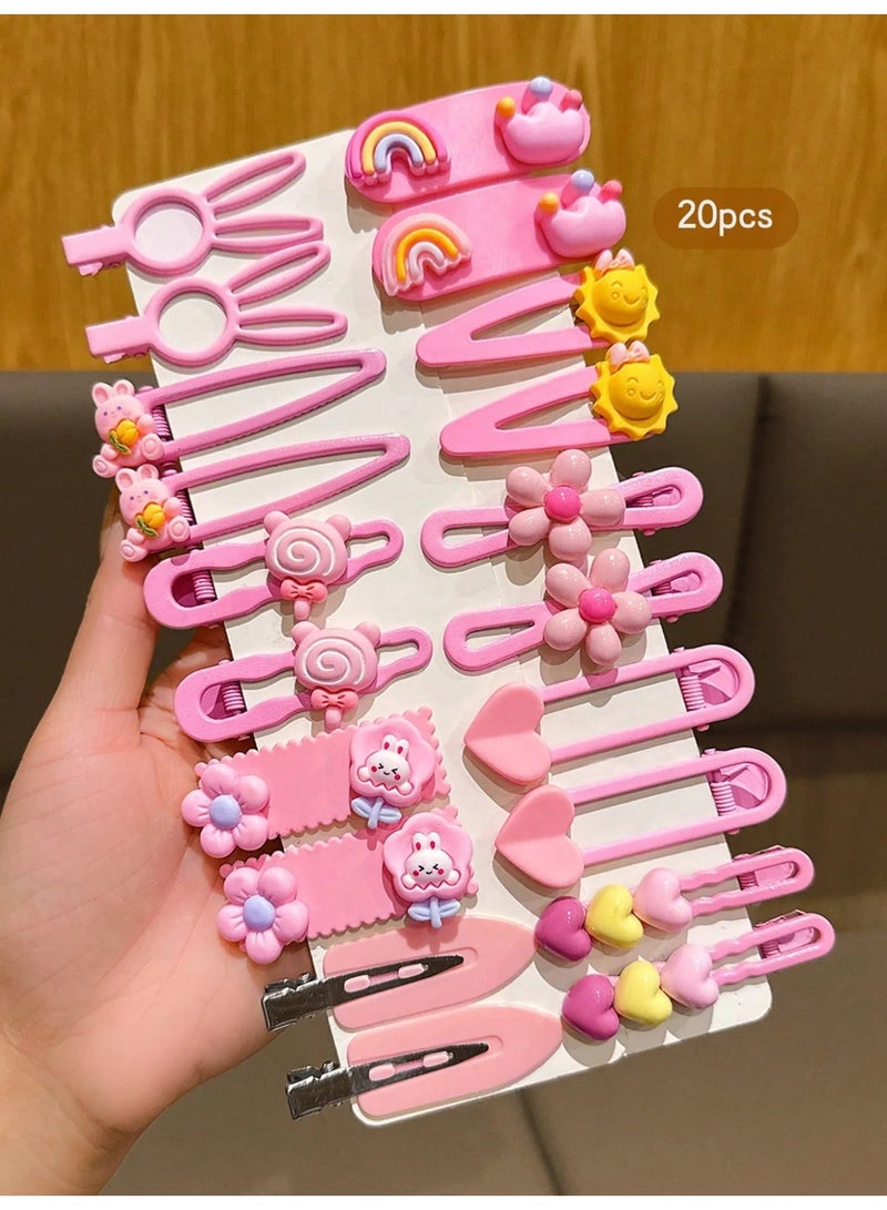 مشابك شعر للبنات مجموعه من 20 قطعه مشبك شعر بتصاميم متنوعه و الوان زاهيه مناسبة لـ حفلات أعياد الميلاد، المدرسة، والمناسبات الخاصة. - Image 4