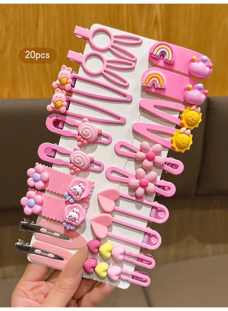 مشابك شعر للبنات مجموعه من 20 قطعه مشبك شعر بتصاميم متنوعه و الوان زاهيه مناسبة لـ حفلات أعياد الميلاد، المدرسة، والمناسبات الخاصة. - Image 5