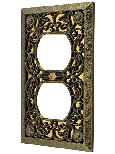 Amerelle 65DAB Filigree Wallplate, 1 Duplex, Antique Brass - Image 2