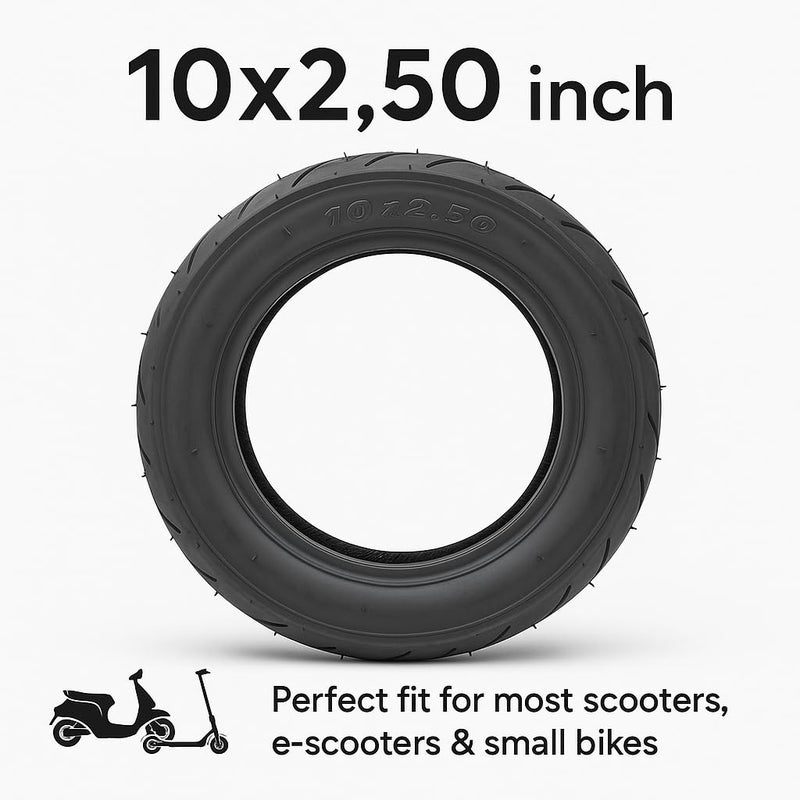 FUKUKAWA 10x2.50" Pneumatic Scooter Tire – 10 Inch Outer Replacement Tyre Compatible with E10 Electric Scooters, Durable Air-Filled Spare Tire, Explosion-Proof, Anti-Skid, Shock-Absorbing Wheel - Image 3