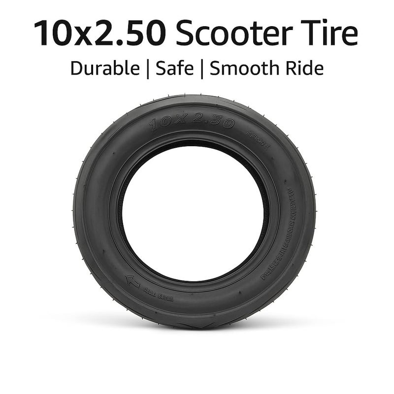 FUKUKAWA 10x2.50" Pneumatic Scooter Tire – 10 Inch Outer Replacement Tyre Compatible with E10 Electric Scooters, Durable Air-Filled Spare Tire, Explosion-Proof, Anti-Skid, Shock-Absorbing Wheel - Image 2