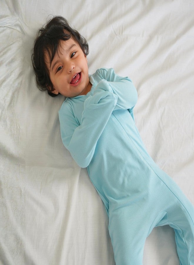 Cocoon Care Bamboo Cotton Knit Plain Solid Sleepsuit for Newborn Infants | Soft Breathable Lightweight Wearable Blankets | Strato 6-12M - Image 3