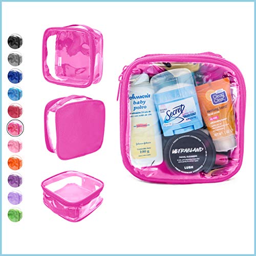 EzPacking Clear TSA Approved 3-1-1 Travel Toiletry Bag for Carry On/Quart Size Transparent Liquids Pouch for Airport Security/Reusable See Through Vinyl & PVC Plastic Organizer Men Women (Pink) - Image 2