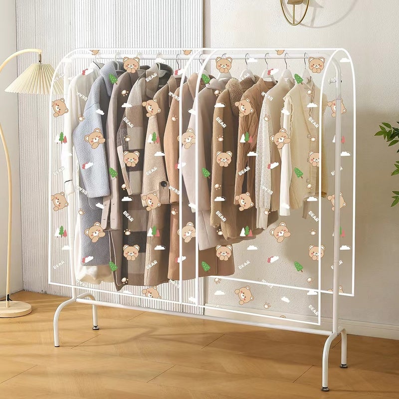 Cover Towel Clothes Cover Floor Hanger Coat Rack Dust Cover Transparent Printing Universal Cover Bedroom Simple Dust Cover - Image 3