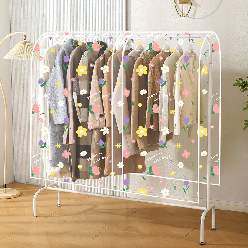Cover Towel Clothes Cover Floor Hanger Coat Rack Dust Cover Transparent Printing Universal Cover Bedroom Simple Dust Cover - Image 2