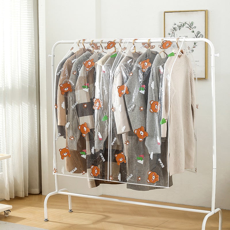 Cover Towel Clothes Cover Floor Hanger Coat Rack Dust Cover Transparent Printing Universal Cover Bedroom Simple Dust Cover - Image 1