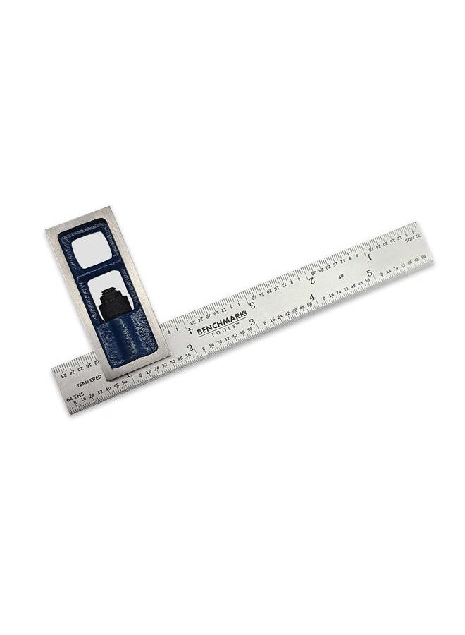 Benchmark Tools 388169 6 inch Precision Double Square 4R Graduations Accurate to +/- 0.002 inch Over Length of Blade Hardened Stainless Steel Blade (6" Double Square) - Image 1