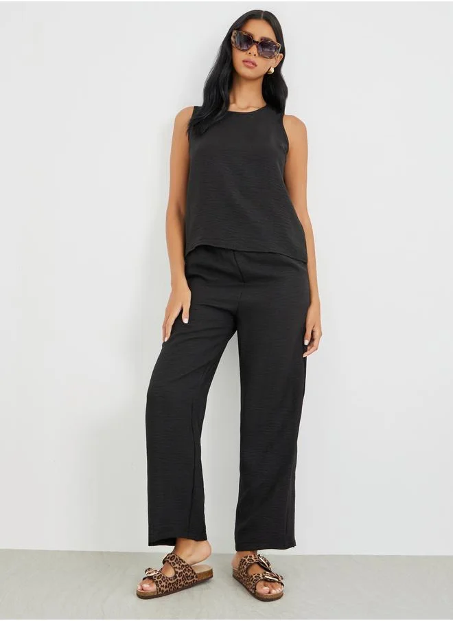 تايك تو Take Two Solid Tank Top and Regular Fit Pants Co-Ords
