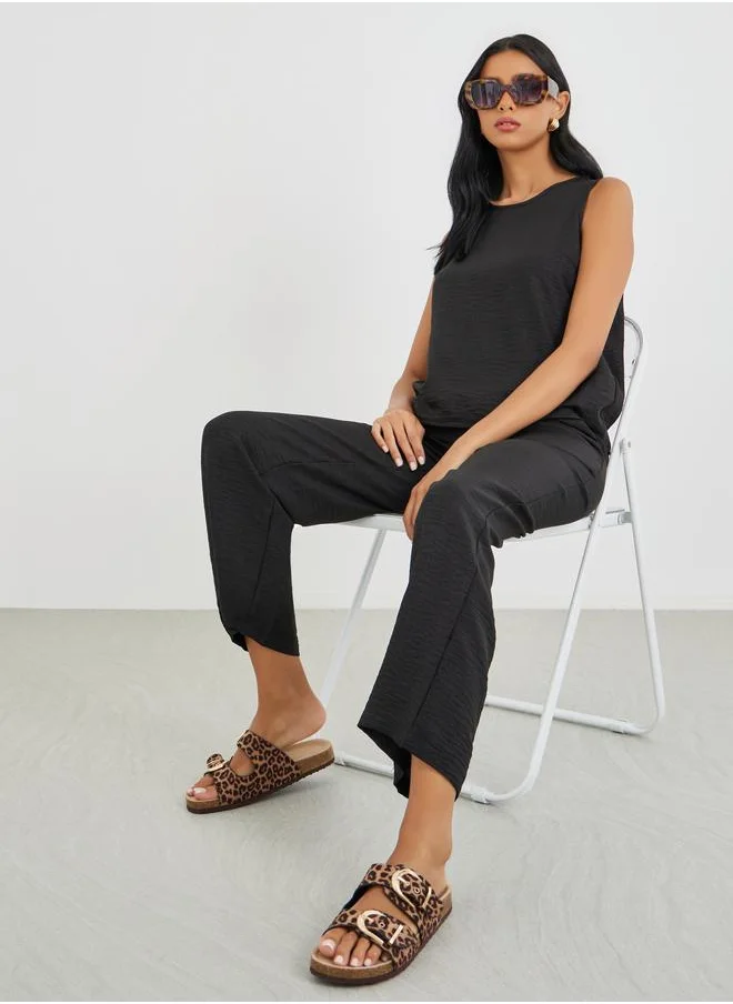 تايك تو Take Two Solid Tank Top and Regular Fit Pants Co-Ords