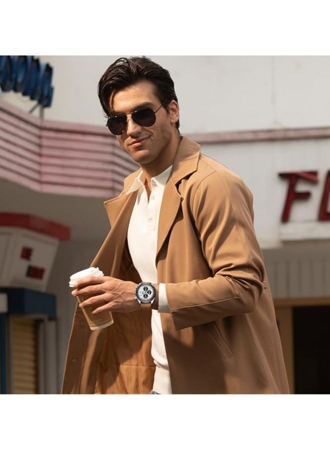 BENYAR Mens Watch Waterproof Chronograph Date Watch for Men Brown Leather Strap Quartz Movement Analog Watch Business Casual Gift for Men  - Image 2