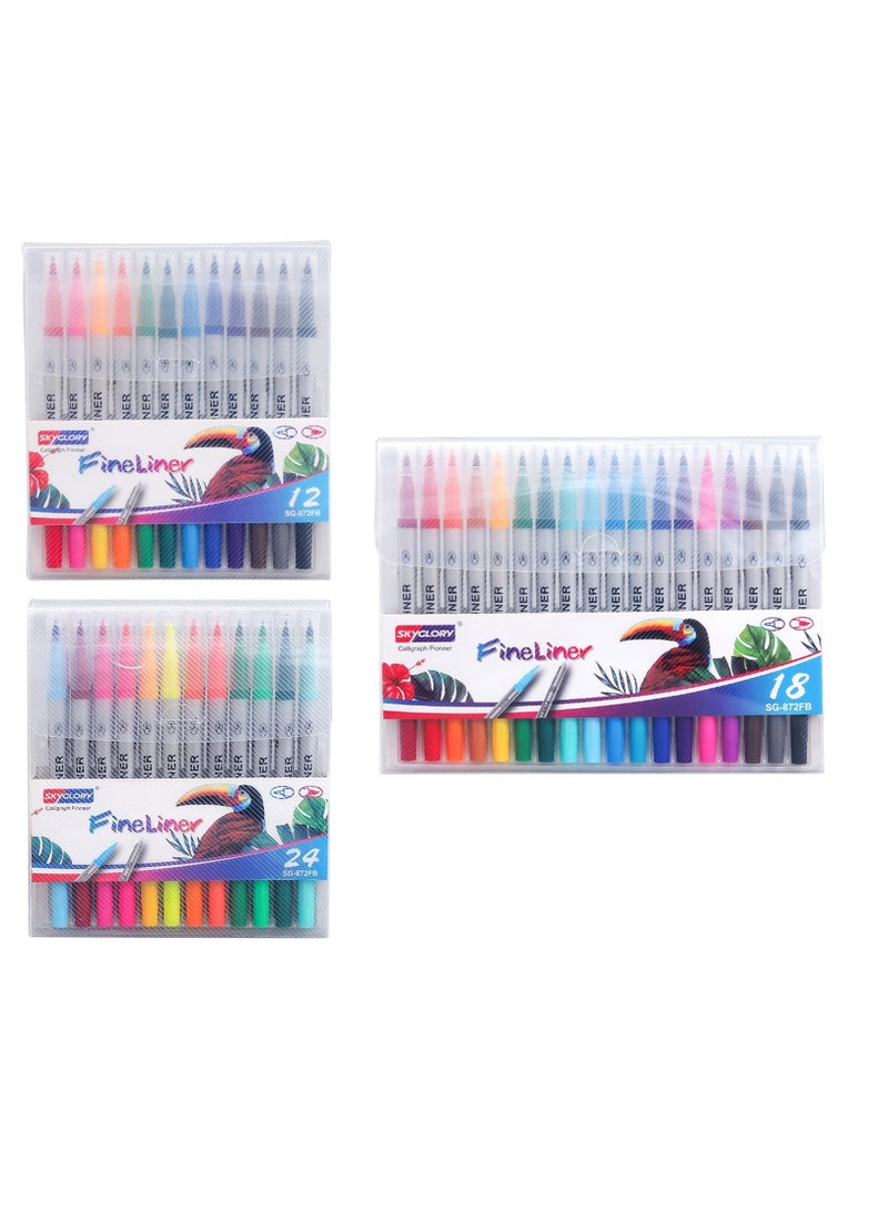 Excefore Multicolor Hook Line Pens Set, 24 Pack Watercolor Painting Pens Creative Stationery Student School Office Art Craft Supplies - Image 5
