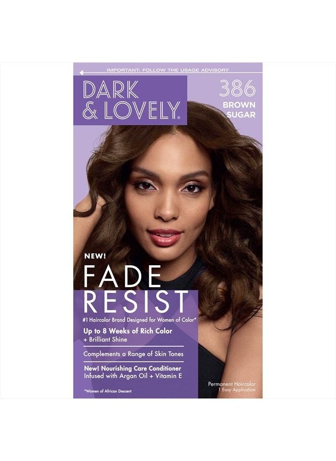 SoftSheen-Carson Dark and Lovely Fade Resist Rich Conditioning Hair Color, Permanent Hair Color, Up To 100 percent Gray Coverage, Brilliant Shine with Argan Oil and Vitamin E, Brown Sugar  - Image 1