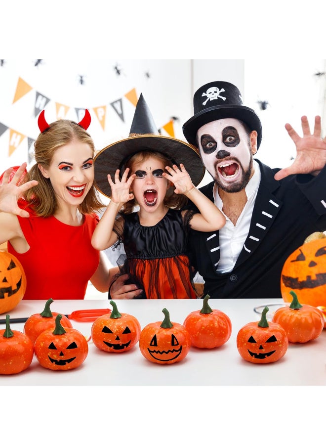 HI-FINE Artificial Lifelike Simulation Mini Pumpkins Fake Fruit for Festival Halloween Thanksgiving House Kitchen Decoration - Set of 16 - Orange - Image 2