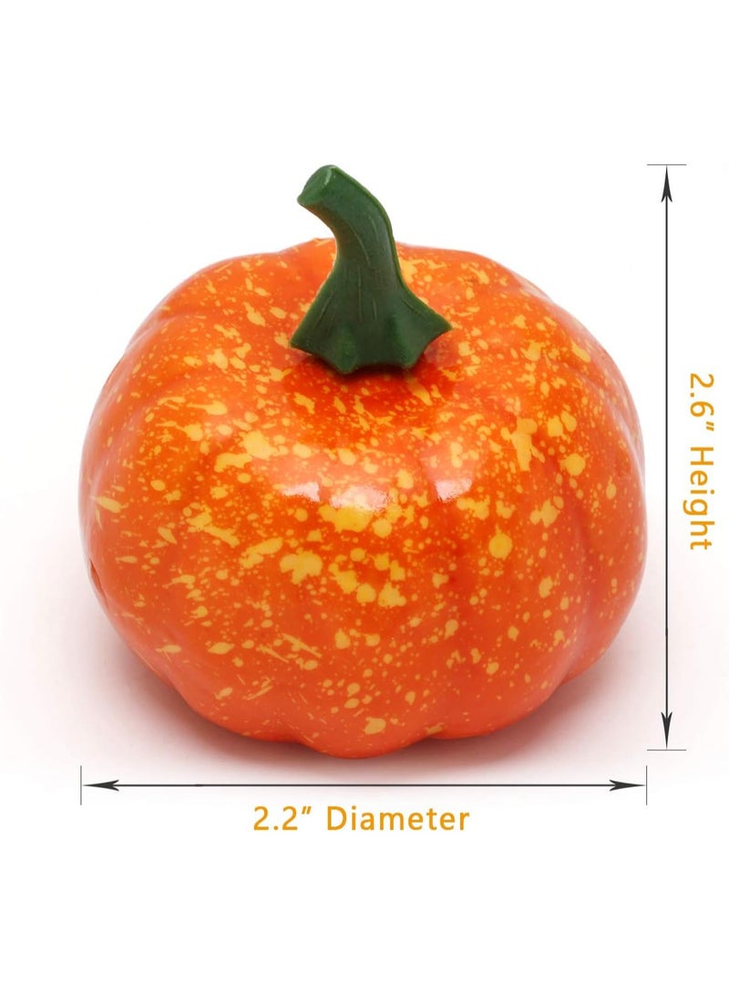 HI-FINE Artificial Lifelike Simulation Mini Pumpkins Fake Fruit for Festival Halloween Thanksgiving House Kitchen Decoration - Set of 16 - Orange - Image 5