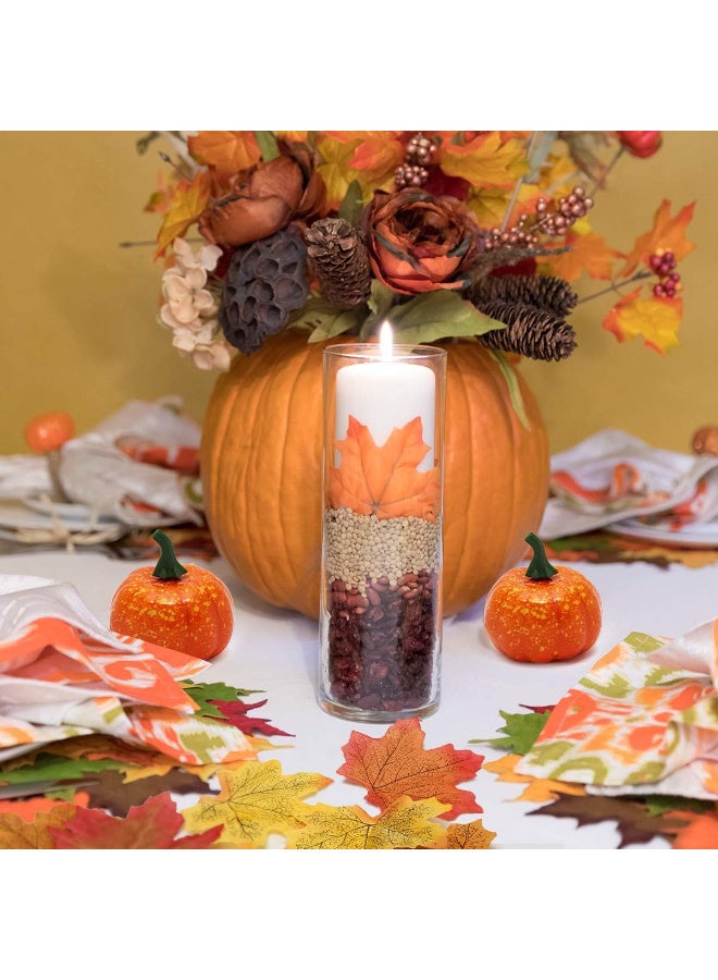 HI-FINE Artificial Lifelike Simulation Mini Pumpkins Fake Fruit for Festival Halloween Thanksgiving House Kitchen Decoration - Set of 16 - Orange - Image 3