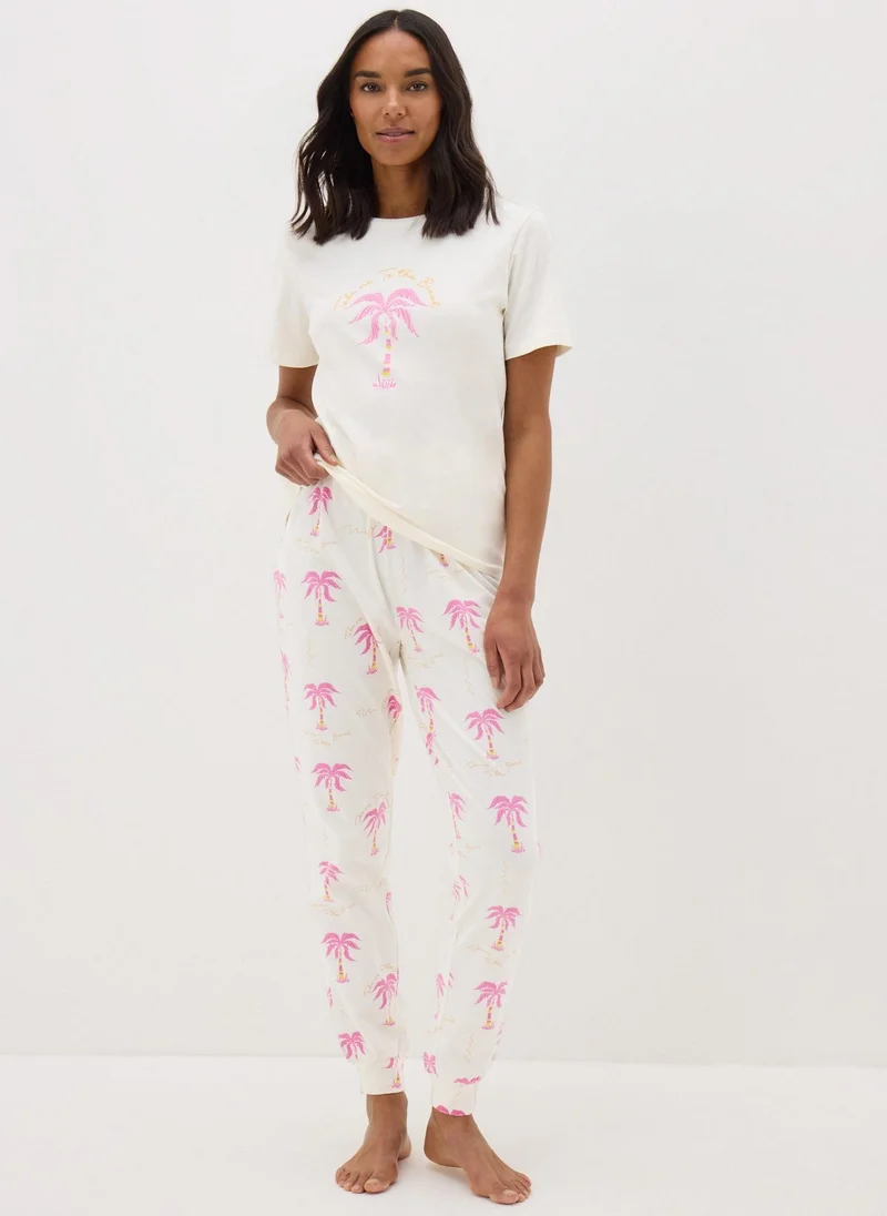 Matalan Cream Palm Tree Pyjama Bottoms