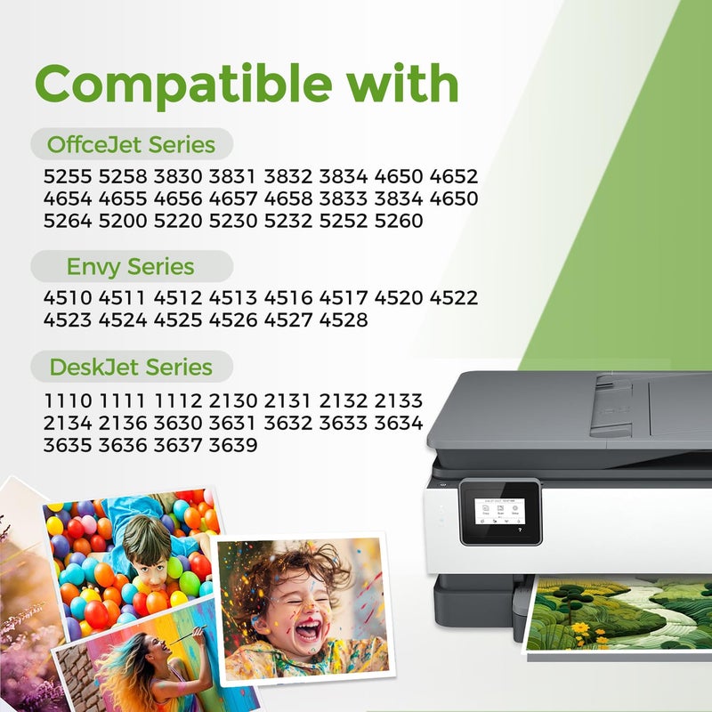 Ubinki 63XL Black Ink Cartridge Replacement for HP 63 HP63 XL 63XL BK Ink for 3830 4650 4652 4655 5200 5252 5255 5258 4520 4512 1112 2132 3630 3632 3631 2130 4510 4654 Printer 2-Pack High Yield Cartridge - Image 2