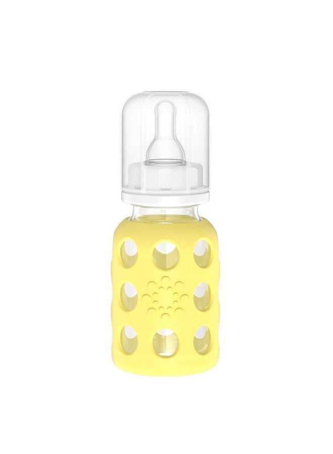 Lifefactory Glass Baby Bottle with Stage 1 Nipple and Protective Silicone Sleeve Banana 4 Oz - Image 1