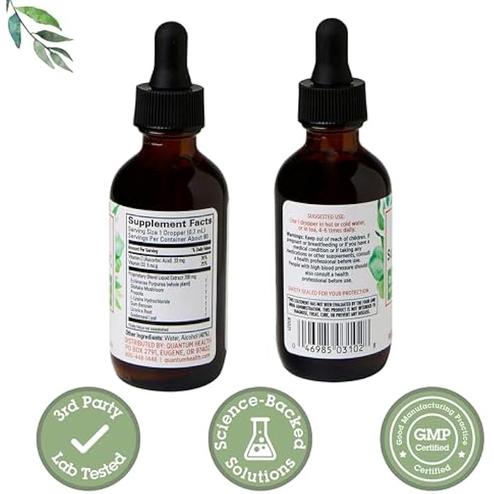 Quantum Health SuperLysine+ Immune Support|Liquid Extract Tincture for Easy Absorption|Formulated with Echinacea and Shitake Extracts|2 Ounce - Image 2