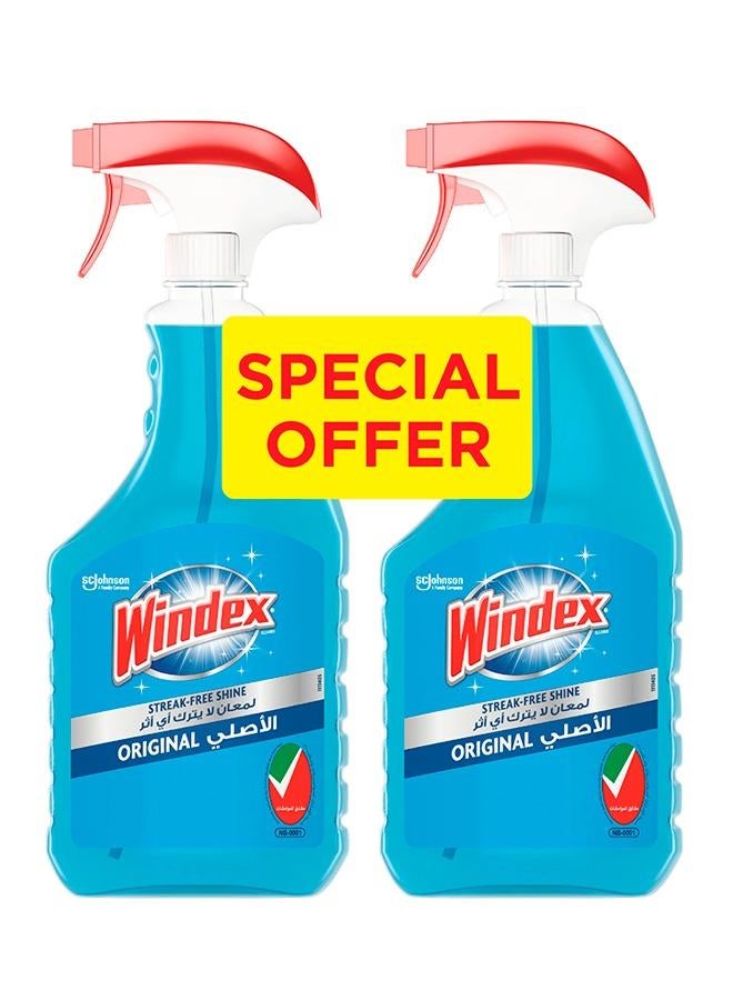 Windex Glass Cleaner Original Pack of 2 Blue 750ml  - Image 1