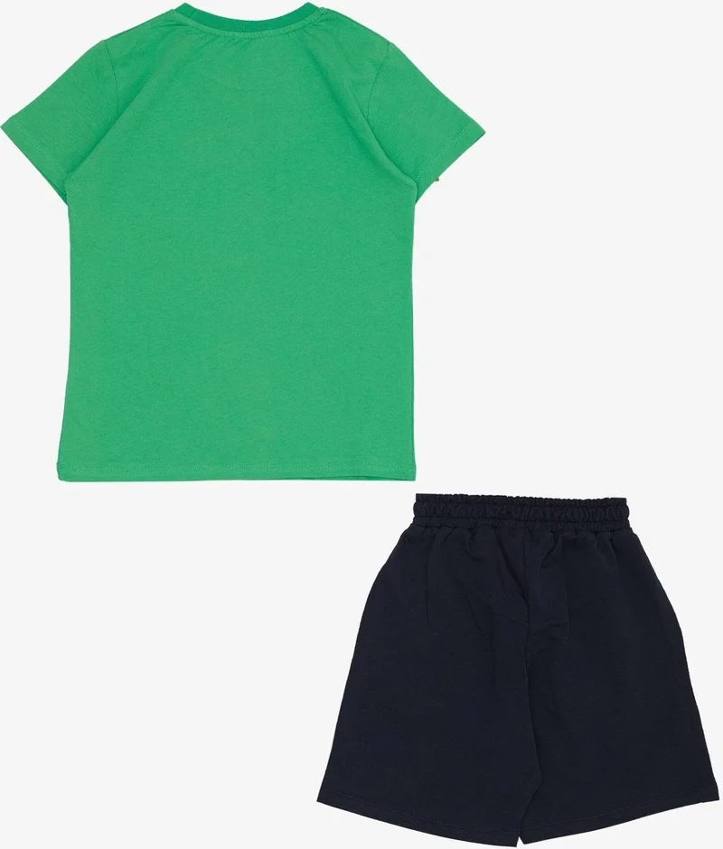 Breeze Boy Shorts Set with Text Printed Pockets, Age 8-14, Green