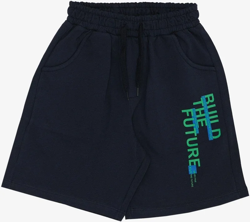 Breeze Boy Shorts Set with Text Printed Pockets, Age 8-14, Green