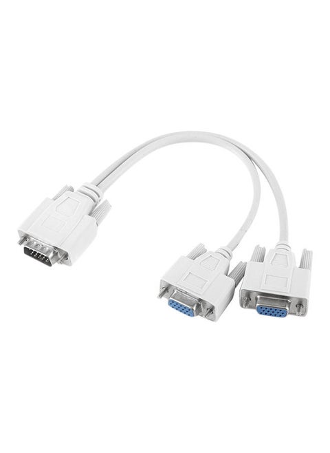 2-In-1 Plug VGA SVGA Monitor Y Splitter Cable White