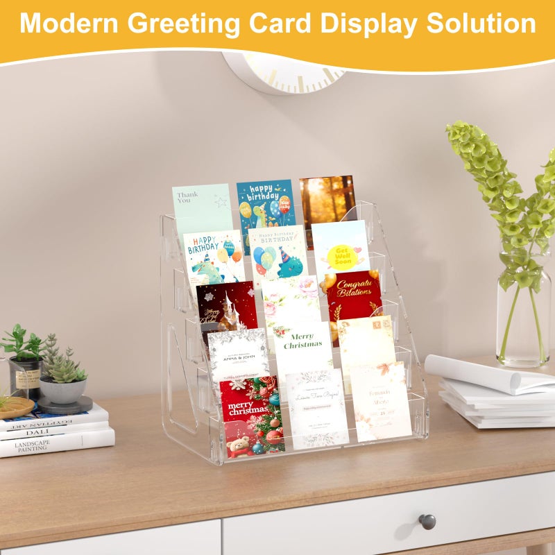 Botyboty 2 Pack Trading Card Display Stand, Greeting Card Display Stand, Cards Stands for Sports Baseball Graded Psa Slab Cards Displays Stands, Bookmark Postcard Sticker Holder Displays Standed Shelf, 5 Tier - Image 4