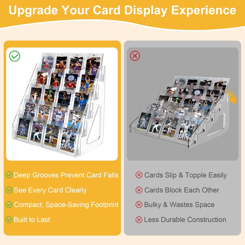 Botyboty 2 Pack Trading Card Display Stand, Greeting Card Display Stand, Cards Stands for Sports Baseball Graded Psa Slab Cards Displays Stands, Bookmark Postcard Sticker Holder Displays Standed Shelf, 5 Tier - Image 5