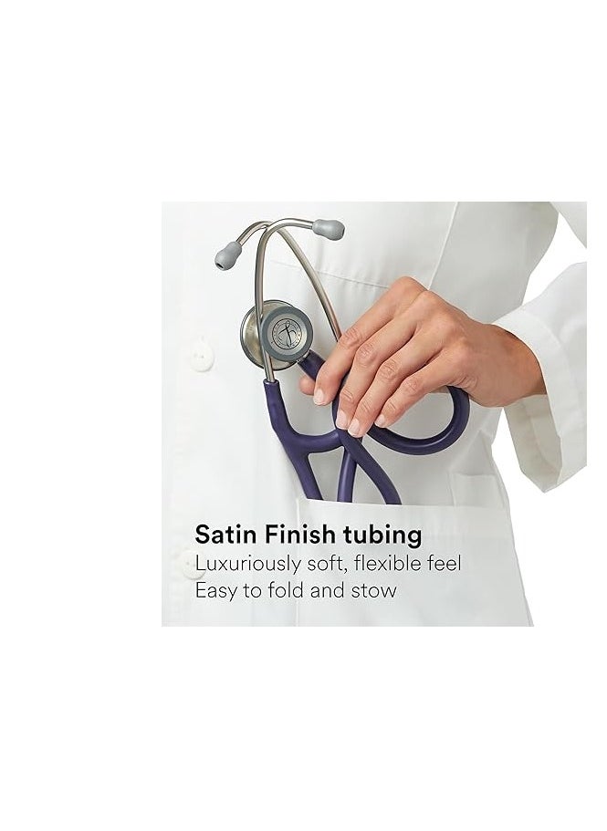 3M Littmann Cardiology Stethoscope, Model 6187C, Enhanced Sound, Satin-Finish Tubing, Midnight Blue Color, 27 Inch