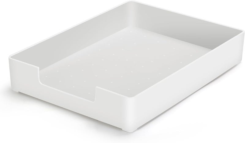 AZFUNN Letter-Size Tray Desk Letter Tray Paper Tray, Sturdy Heavy-Duty Plastic Printer Paper Tray, Single-Tier Stackable File Storage Organizer for Office Home (White) - Image 1