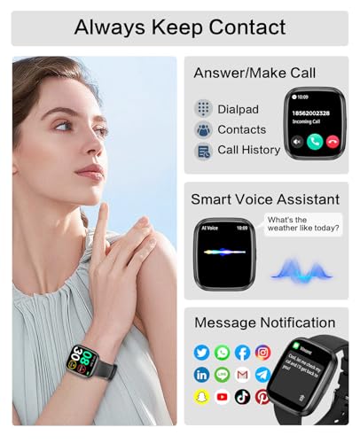 EGQINR Smart Watches for MenWomen 175 Bluetooth Call AI Voice Smartwatch 247 Heart Rate Monitor Blood PressureSpO2Sleep Tracker IP68 Waterproof 100 Sports Fitness Tracker for Android iOS Black - Image 3