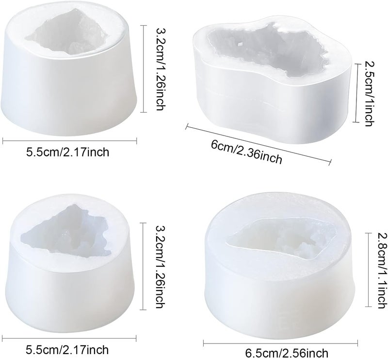 Geiserailie 4 Pieces Crystal Cluster Mould Silicone Resin Quartz Rock Epoxy DIY Casting Crystal Molds for Tray Crafts Cake Decorations Polymer Clay Supplies 4 Styles - Image 2