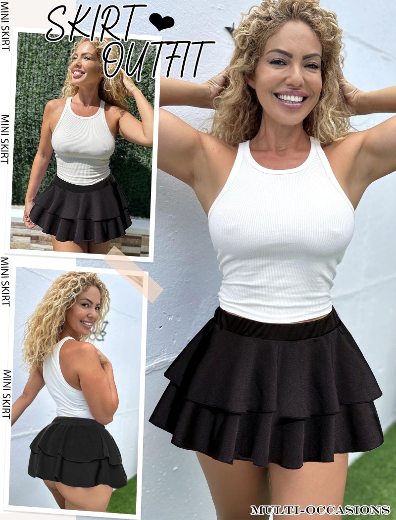 Avidlove Women Sexy Role Play Pleated Mini Skirt Solid Ruffle Lingerie(Black,XXL) - Image 5