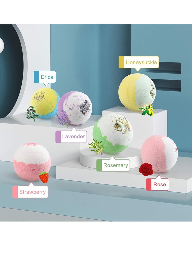 GUDOO Bath Bombs for Kids Bath Bomb Gift Set for Women 6Pcs Floral Bubble Bath Organic Bath Bombs with Extract Essential Oil and Sea Salt to Moisturize Skin Handmade Fizzy Spa Bath Gift Kit  - Image 2