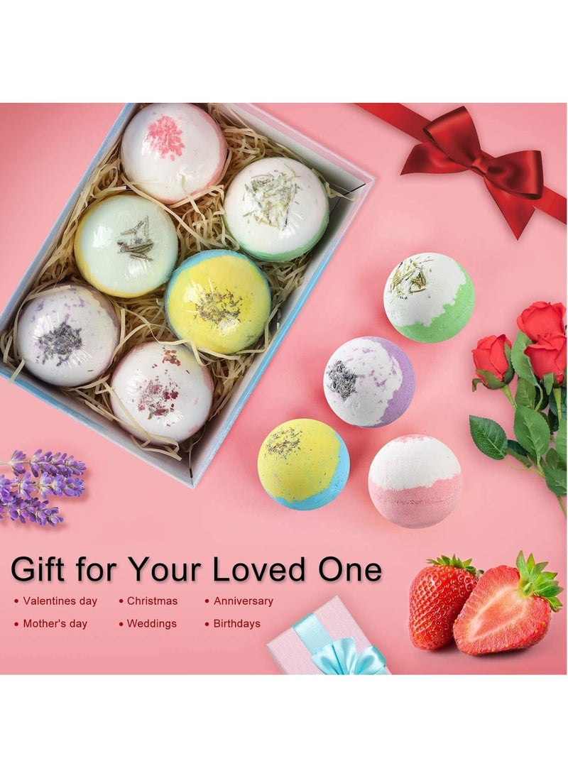 GUDOO Bath Bombs for Kids Bath Bomb Gift Set for Women 6Pcs Floral Bubble Bath Organic Bath Bombs with Extract Essential Oil and Sea Salt to Moisturize Skin Handmade Fizzy Spa Bath Gift Kit  - Image 5