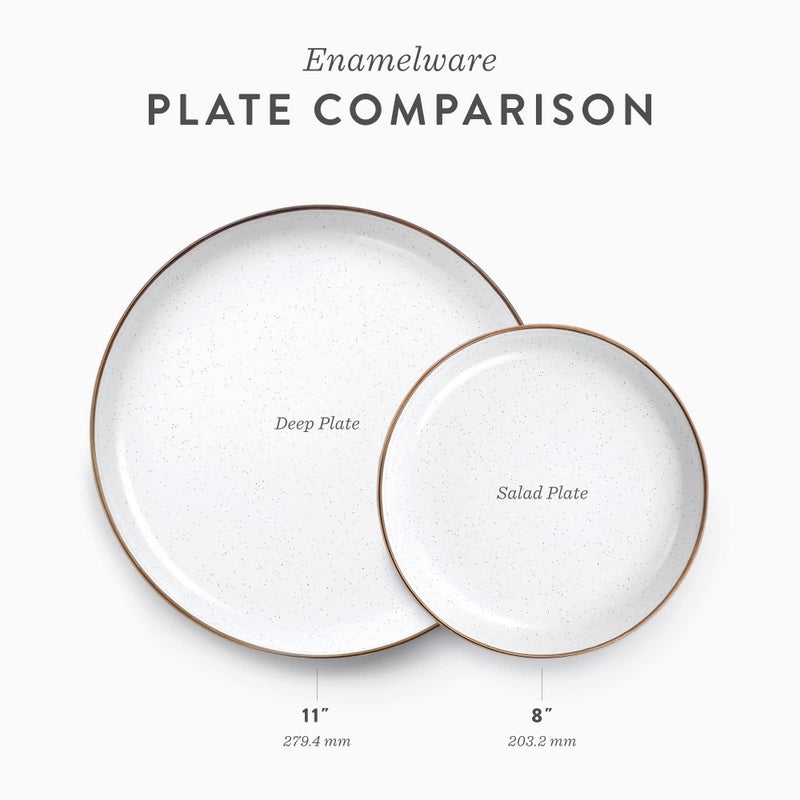 Barebones Enamel Deep Plate - Set of 2 Dinner Plates - Hand-Finished Baked Stainless Steel Trim Plate Set - Camping Kitchen and Dish Set (Slate Gray) - Image 5
