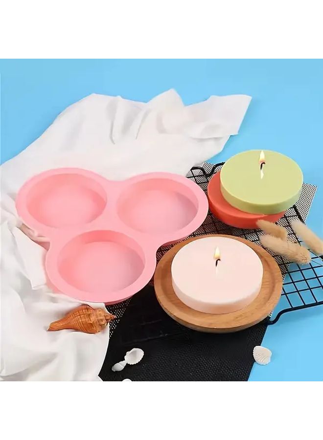 Grey Non Stick Silicone Cake Tray Mold 3 Link Circular Baking Pan Easy Release Clean - Image 4