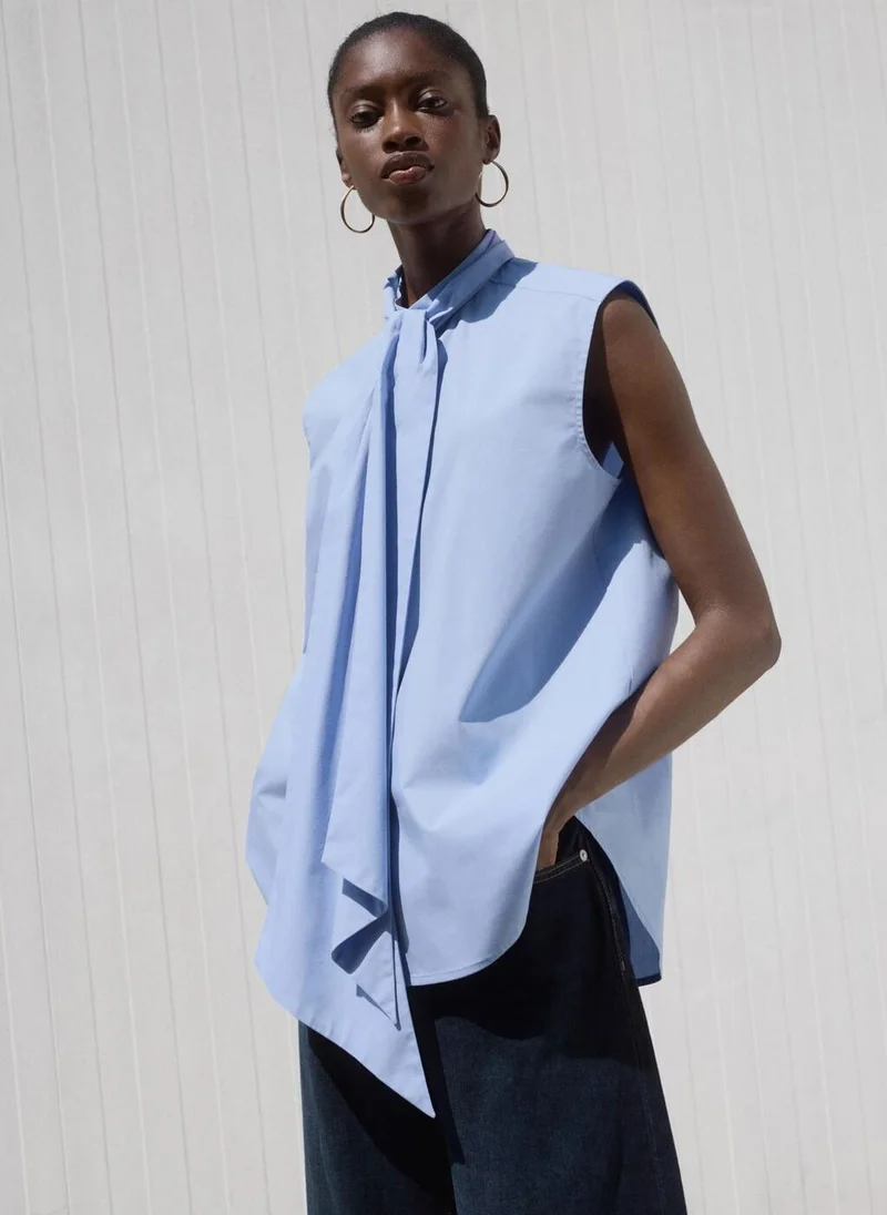 MANGO Tie-neck blouse
