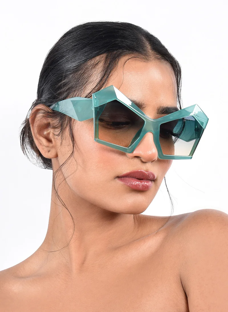 Woggles Red Pappy Faye Green Cateye Sunglasses