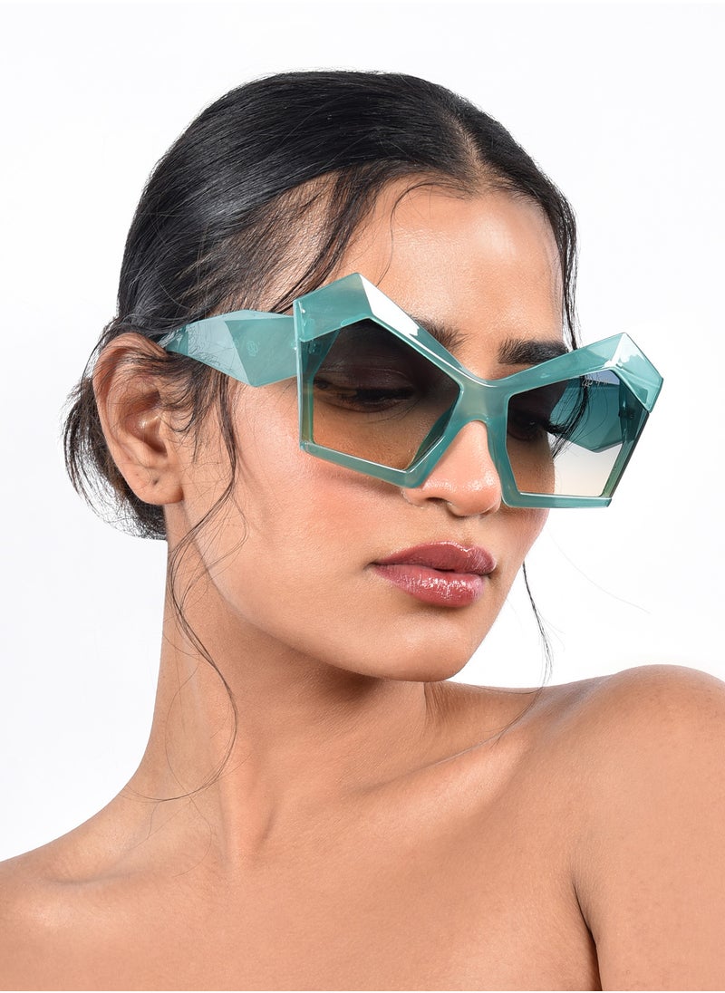Woggles Red Pappy Faye Green Cateye Sunglasses  - Image 3