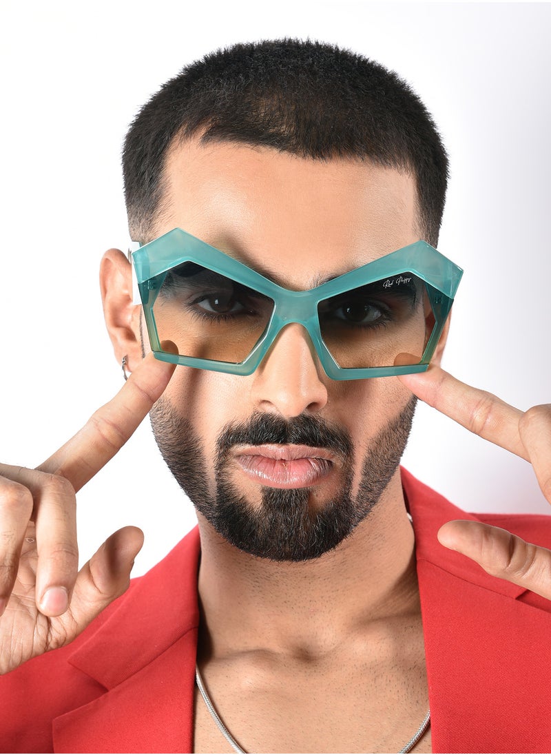 Woggles Red Pappy Faye Green Cateye Sunglasses  - Image 4