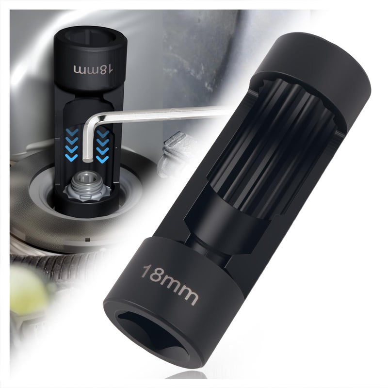 VKQTS 18mm Car Strut Nut Socket with 12 Drive Port12 Point Suspension Strut Socket for Disassembling Shock NutSturdy Automotive Tools Shock Absorber Sockets for Cars SUVs - Image 3