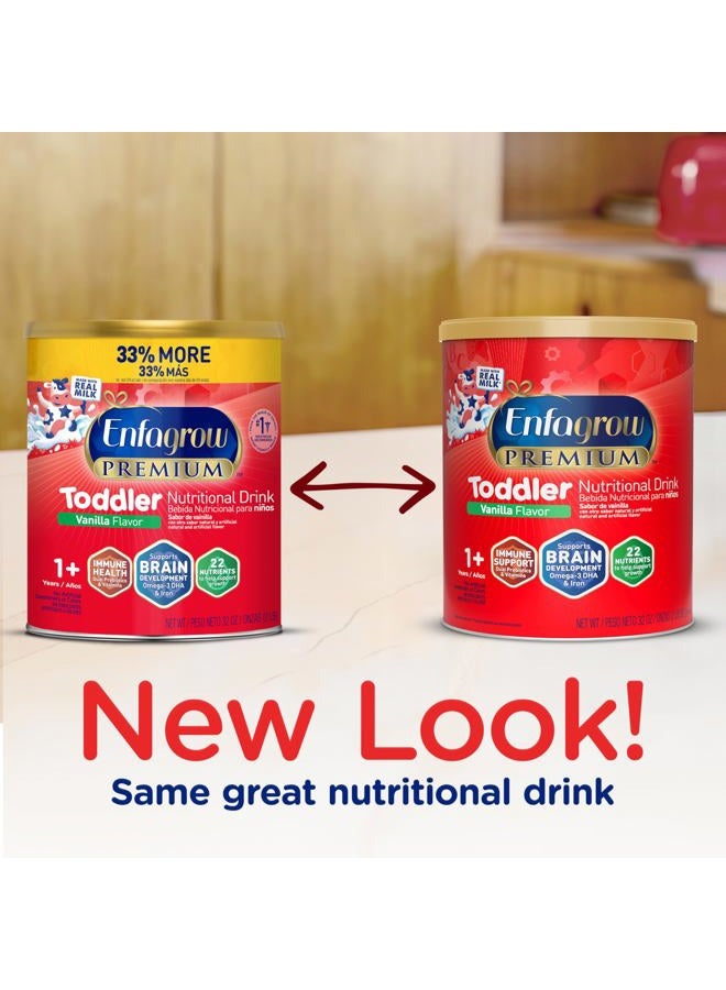 Enfagrow PREMIUM Toddler Nutritional Drink, Natural Vanilla Flavor, Omega-3 DHA for Brain Support, Prebiotics & Vitamins for Immune Health, Powder Can, 32 Oz - Image 3