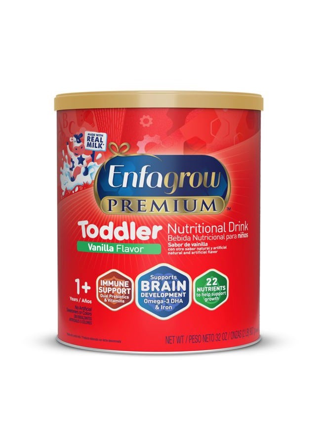 Enfagrow PREMIUM Toddler Nutritional Drink, Natural Vanilla Flavor, Omega-3 DHA for Brain Support, Prebiotics & Vitamins for Immune Health, Powder Can, 32 Oz - Image 2