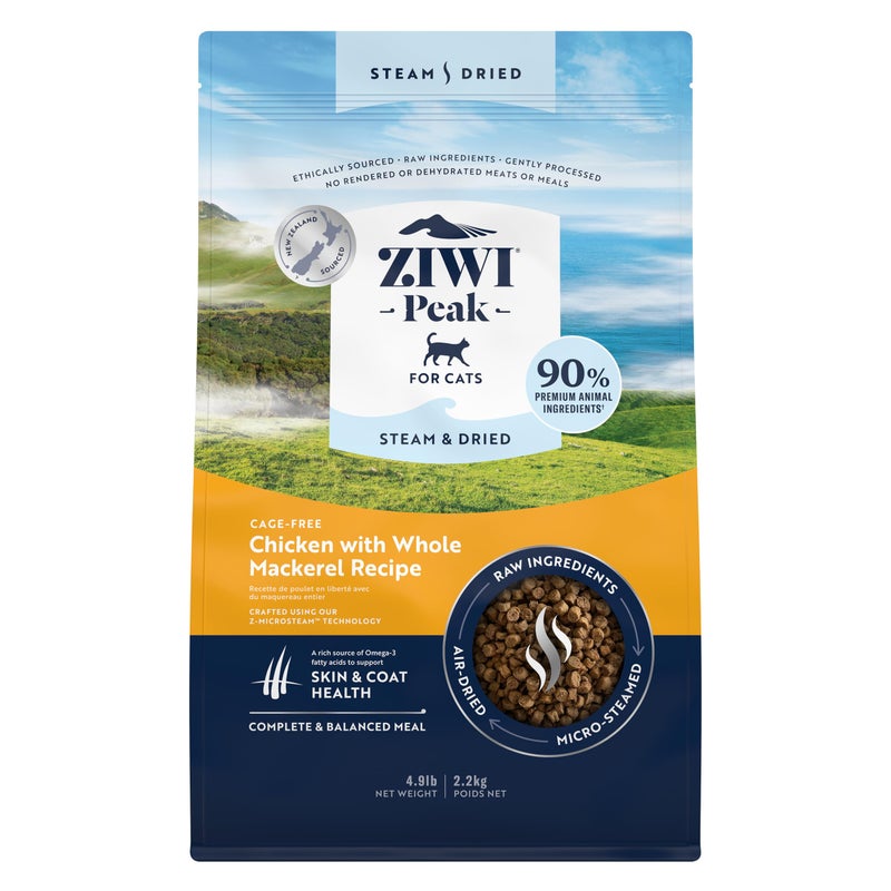 ZIWI Peak Steam & Dried Cat Food â€“ Cage-Free Chicken w/Whole Mackerel - High Protein, Skin & Coat Health, Low Carb, for All Life Stages (78.4oz) - Image 1