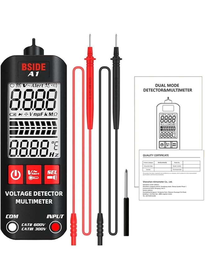 BSIDE Multimeter Digital Anti-Burn Intelligent Digital Multimete Digital Tester Voltage Tester with VCN & LED Flashlight,Digital Multimeter for Electronics Home Merchant - Image 1