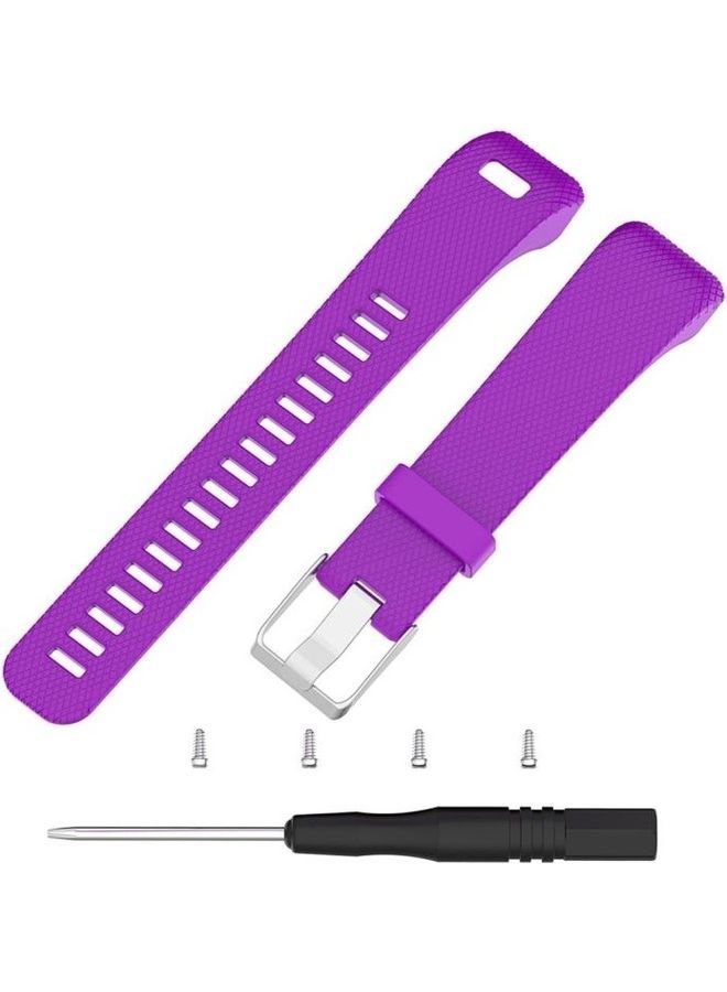 NIBEMINENT Silicone Wrist Strap Watchband For Garmin Vivosmart HR Purple - Image 3