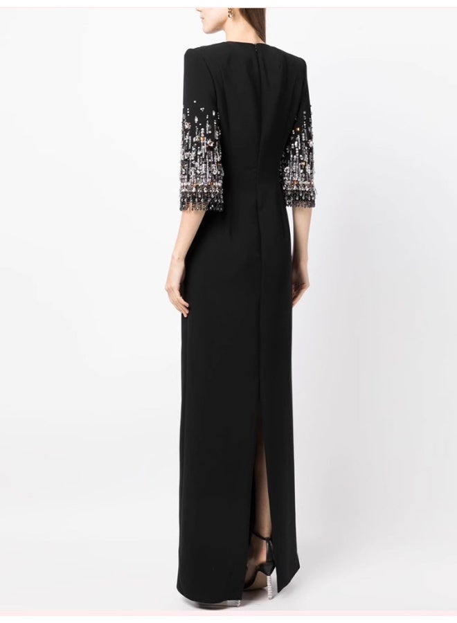 Madam Uniq Beaded Sleeve Gown Dress - Image 2