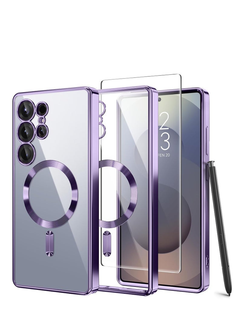 DUSALA Samsung Galaxy S25 Ultra Case Cover Magnetic with Magsafe Support Wireless Charging Cover with Screen Protector Full HD Clear Glass for Galaxy S25 Ultra 6.9 Inch - Image 1